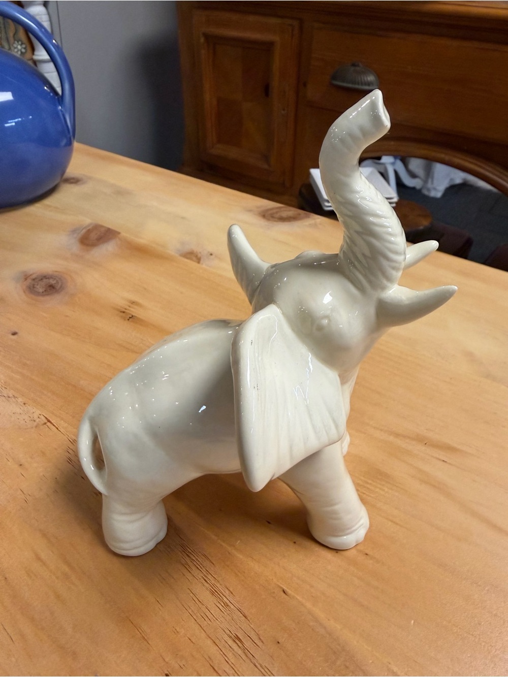 Ceramic Elephant Figurine - White Decorative Home Art